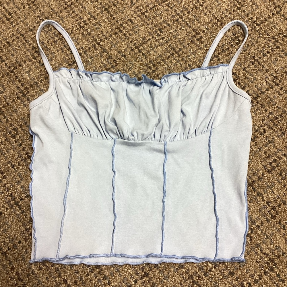 SHEIN Baby Blue Ruched Spaghetti Strap Crop Tank Top * Size Juniors Small
